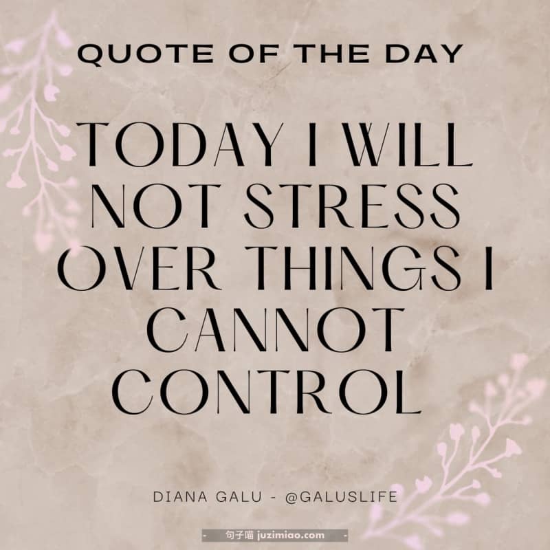 TODAY I WILL NOT STRESS OVER THINGS I CANNOT CONTROL