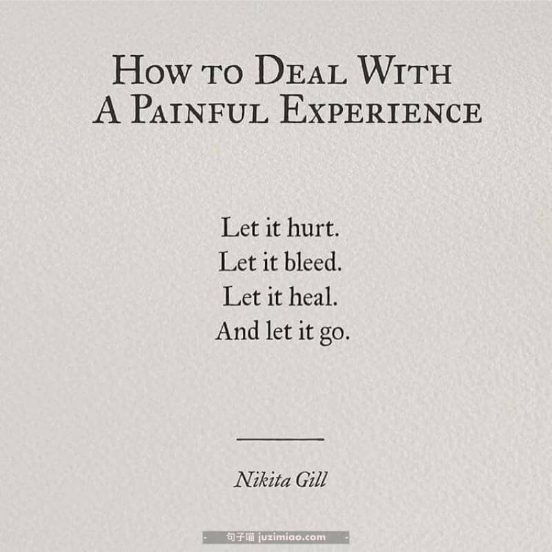 HOW To DEAL WITH A PAINFUL EXPERIENCE. Let it hurt. Let it bleed. Let it heal. And let it go.