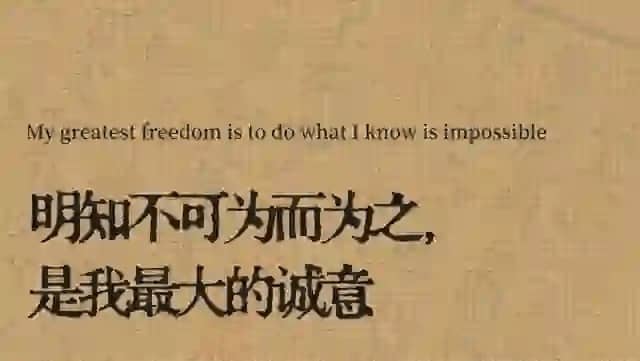 My greatest freedom is to do what I know is impossible 明知不可为而为之， 是我最大的诚意