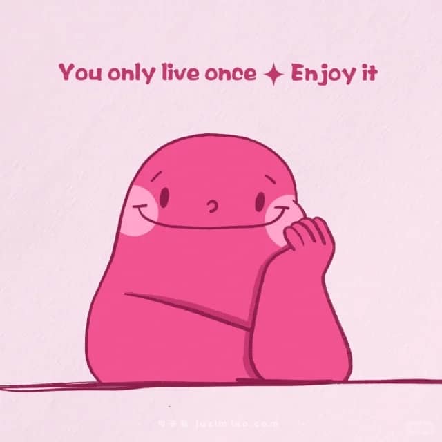 you only live once, enjoy it.